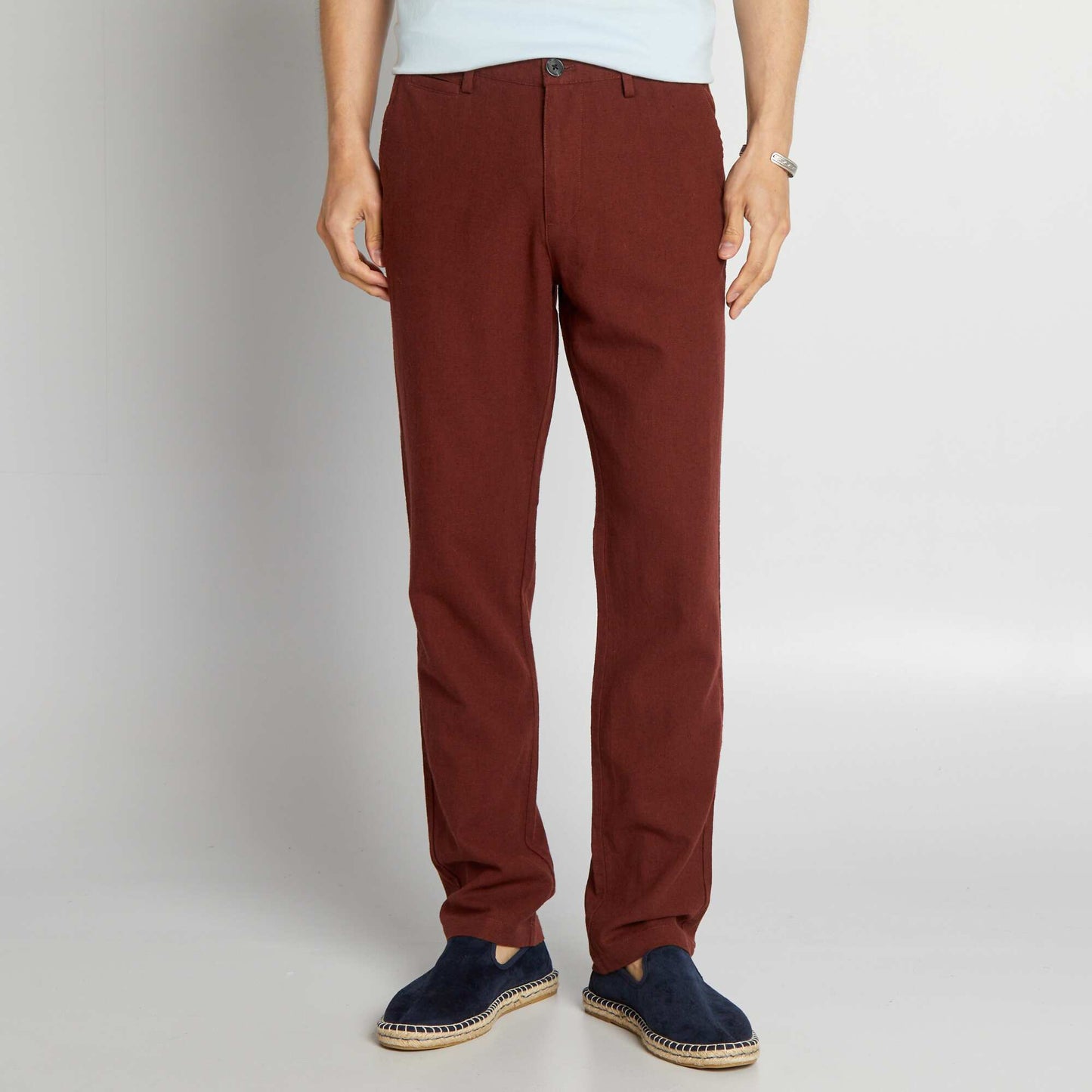 Pantalon chino en lin Rouge fonc