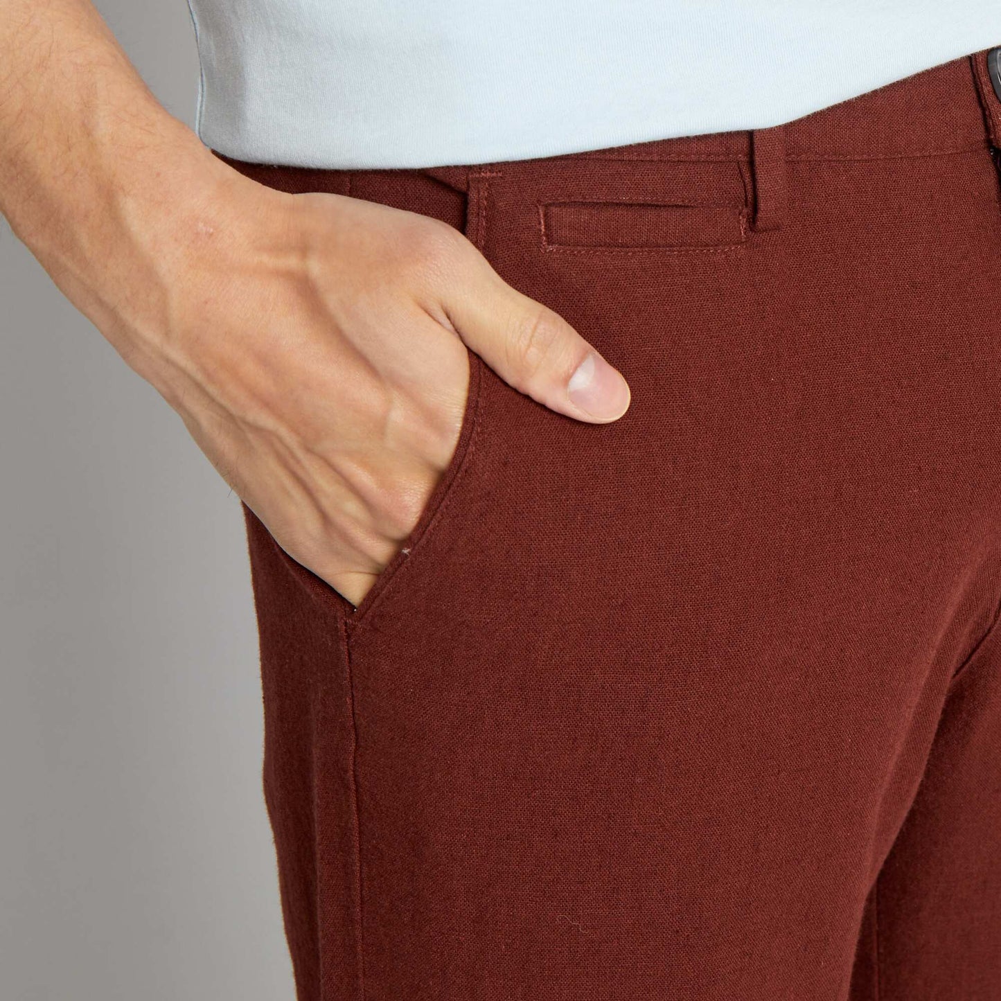 Pantalon chino en lin Rouge fonc