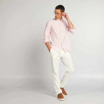 Pantalon chino coupe slim en lin m lang blanc