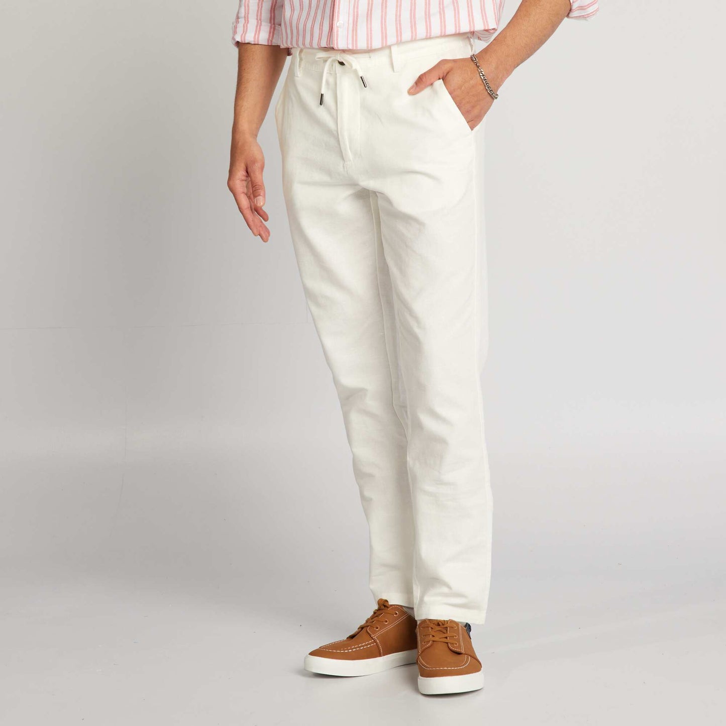 Pantalon chino coupe slim en lin m lang  blanc