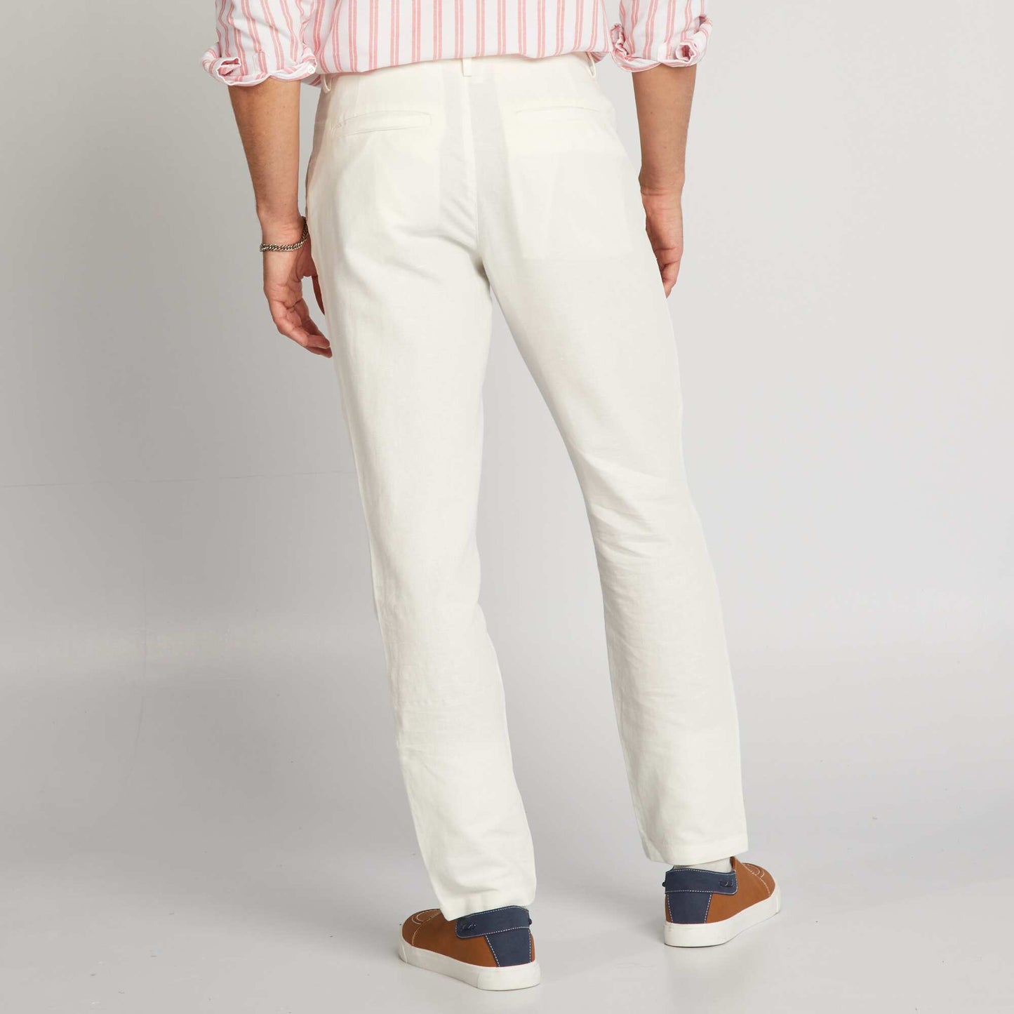 Pantalon chino coupe slim en lin m lang  blanc