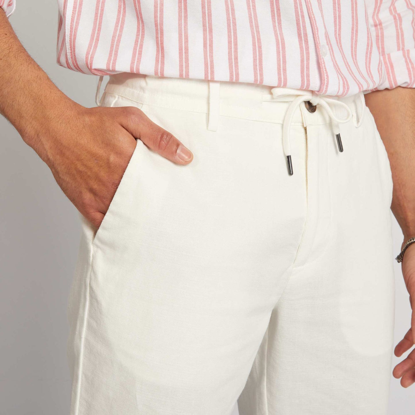 Pantalon chino coupe slim en lin m lang  blanc