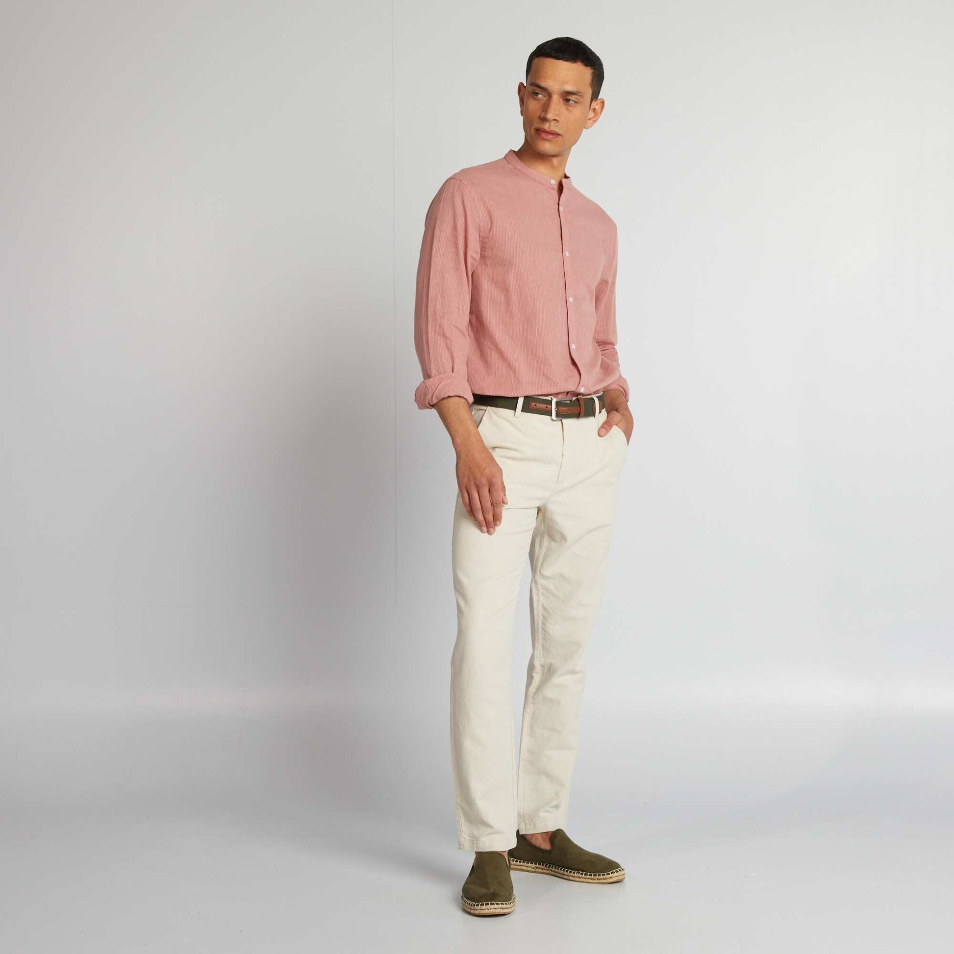 Pantalon chino coupe slim en lin m lang beige
