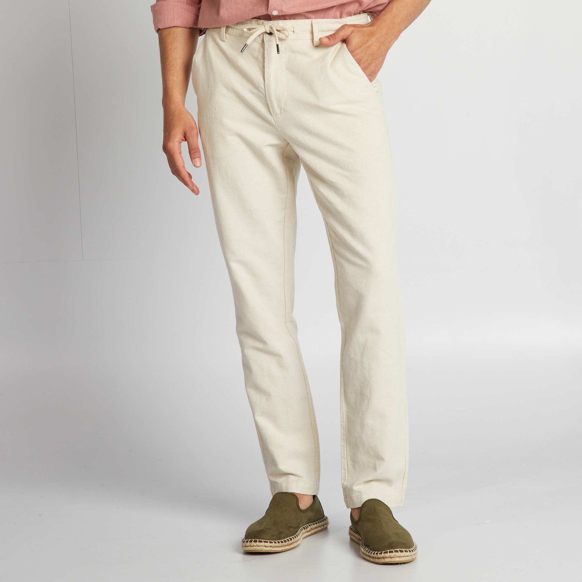Pantalon chino coupe slim en lin m lang beige