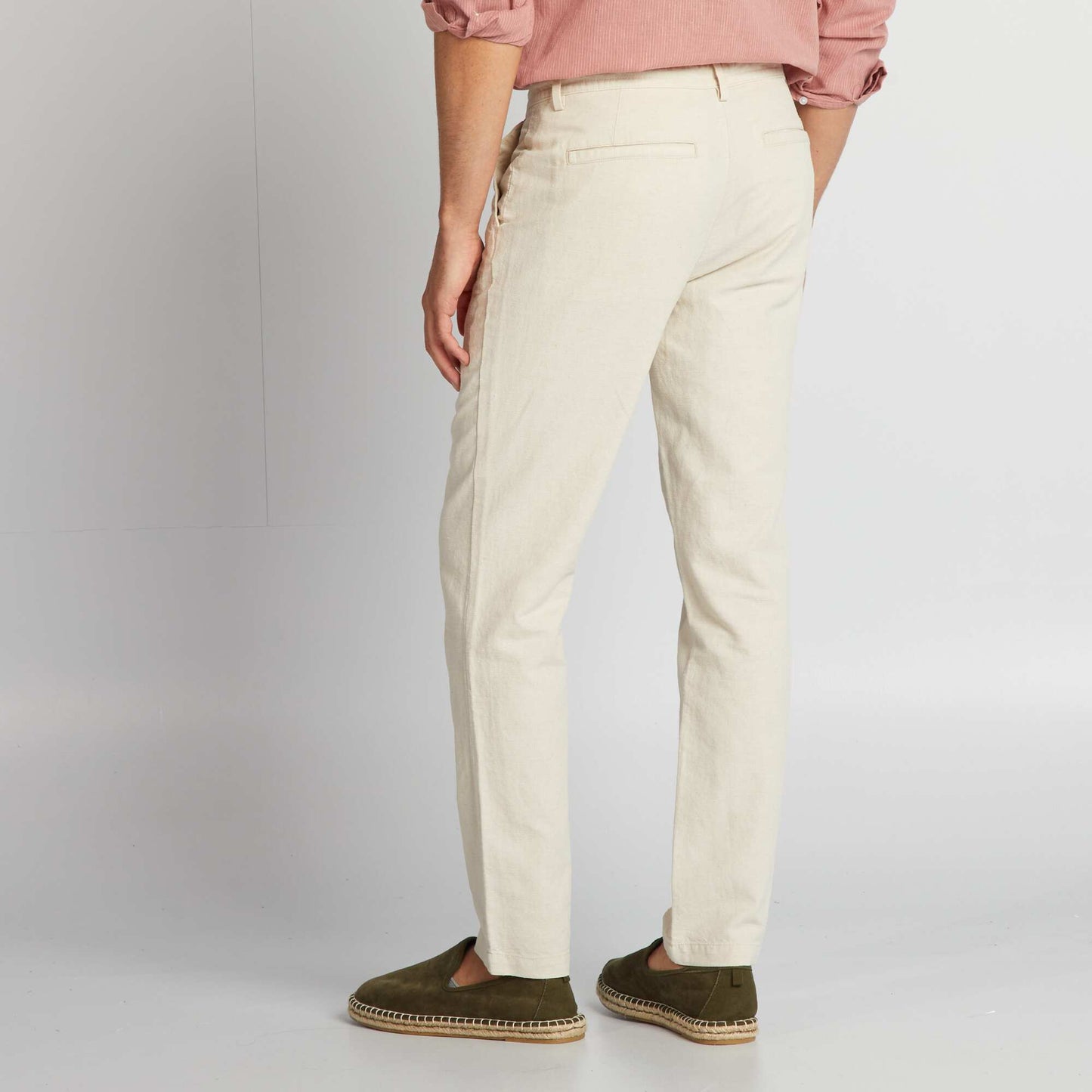 Pantalon chino coupe slim en lin m lang  beige