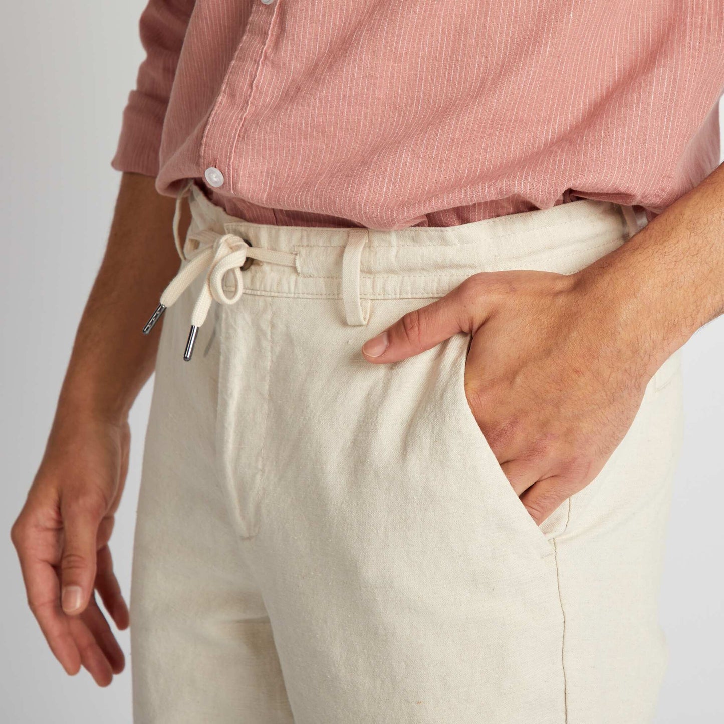 Pantalon chino coupe slim en lin m lang  beige