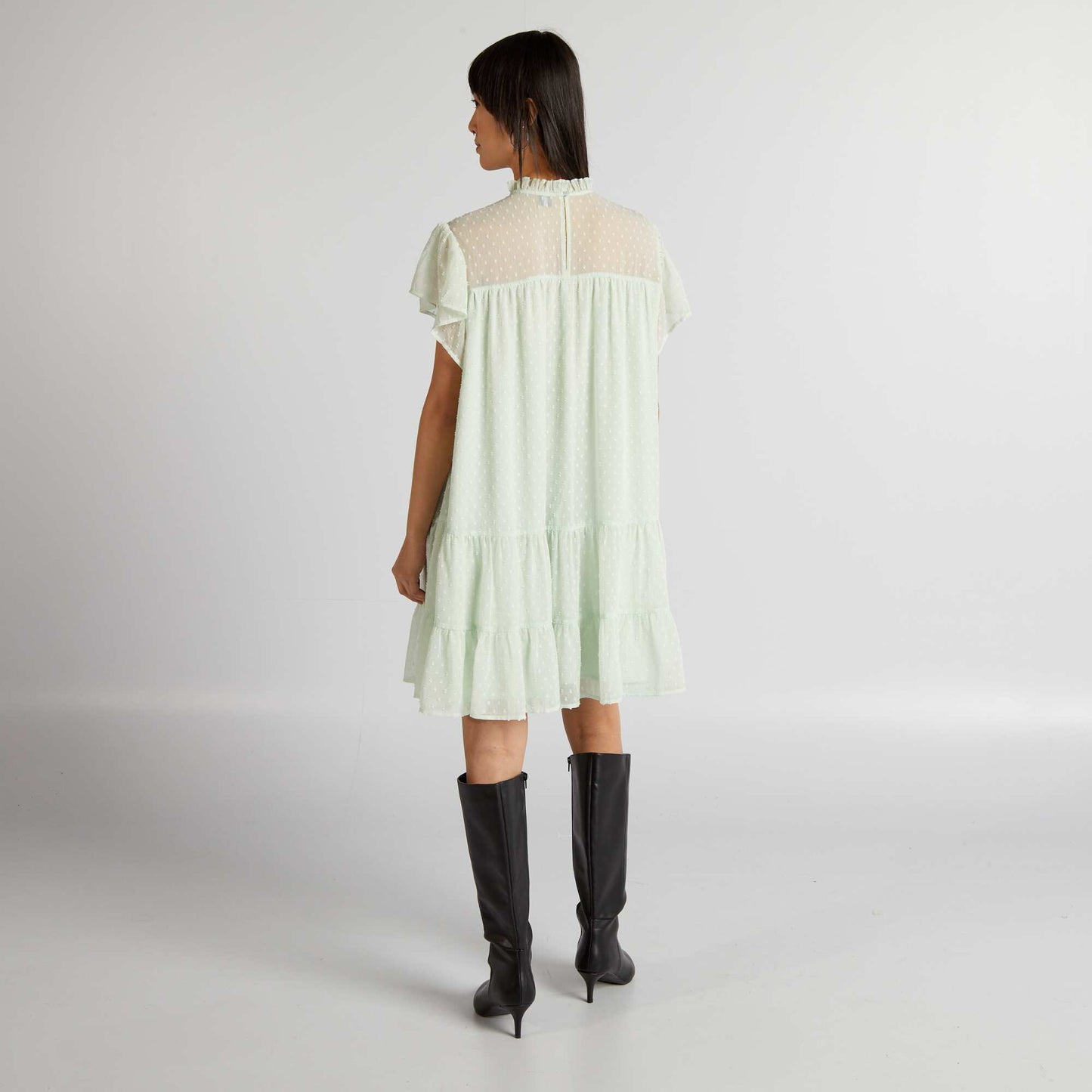 Robe   volants en plumetis Vert