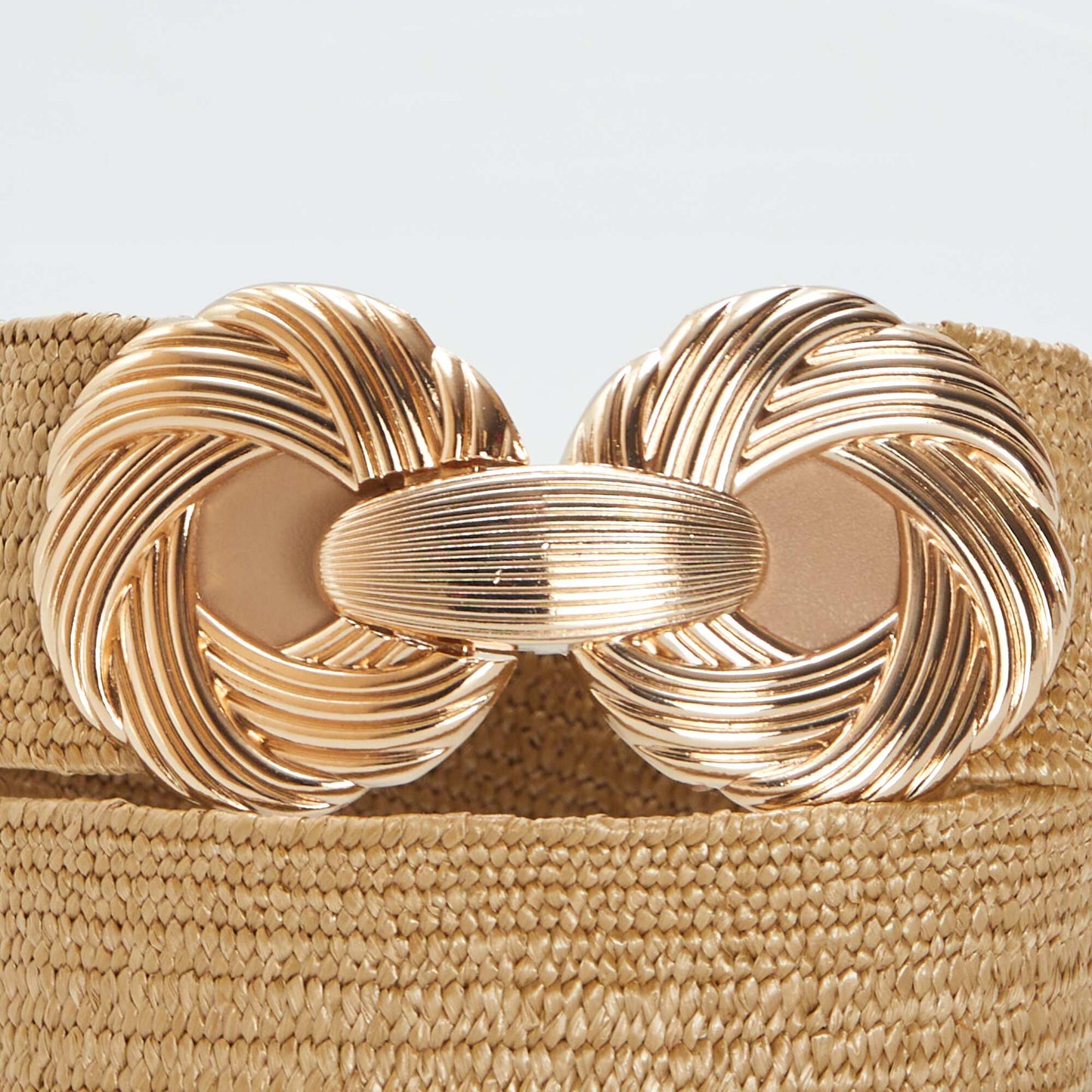 Ceinture en paille boucle fantaisie Beige