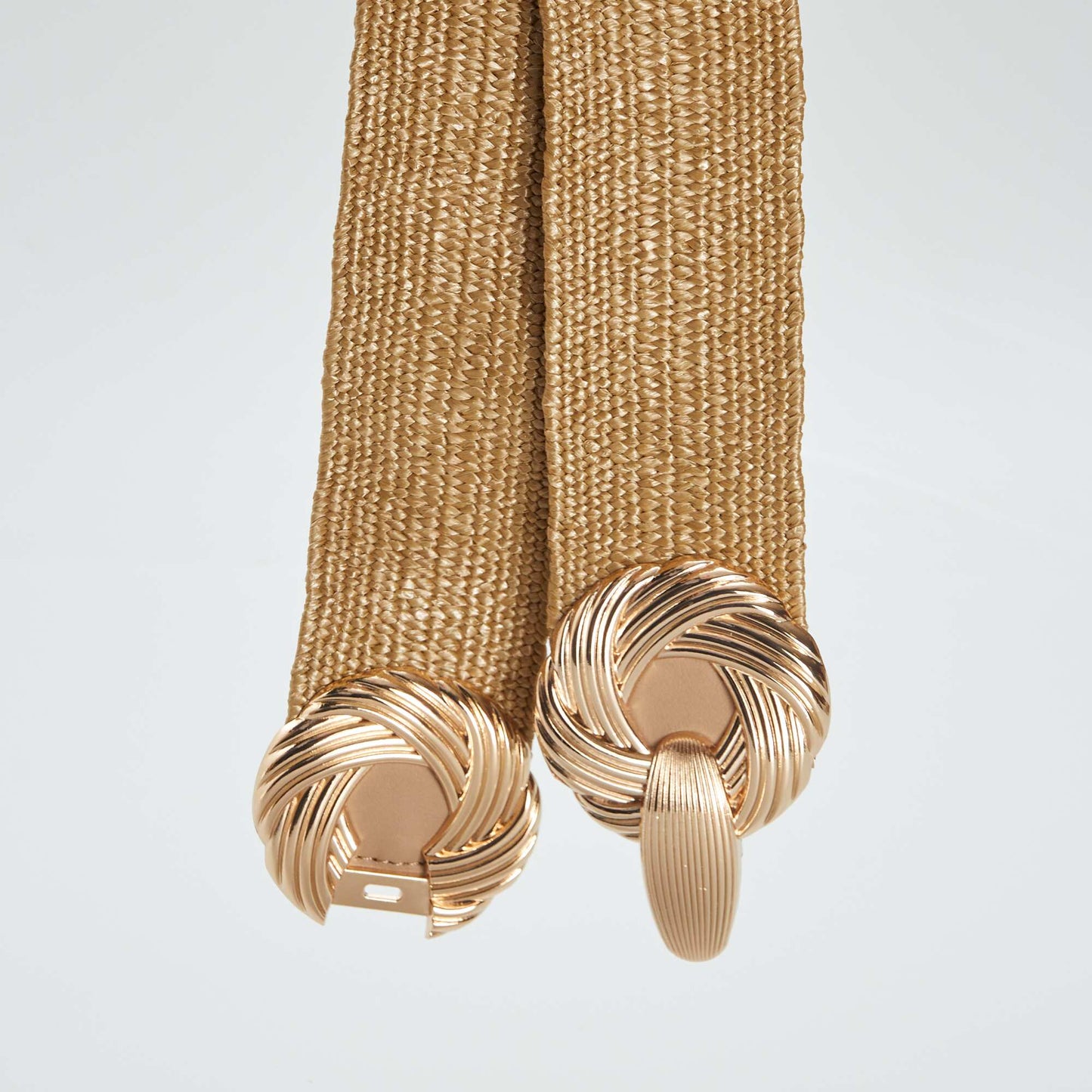 Ceinture en paille boucle fantaisie Beige