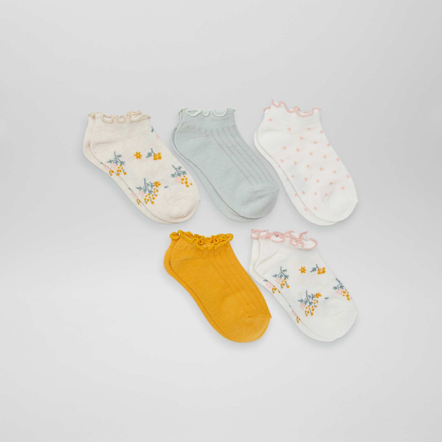 Lot de 5 chaussettes fantaisies Jaune