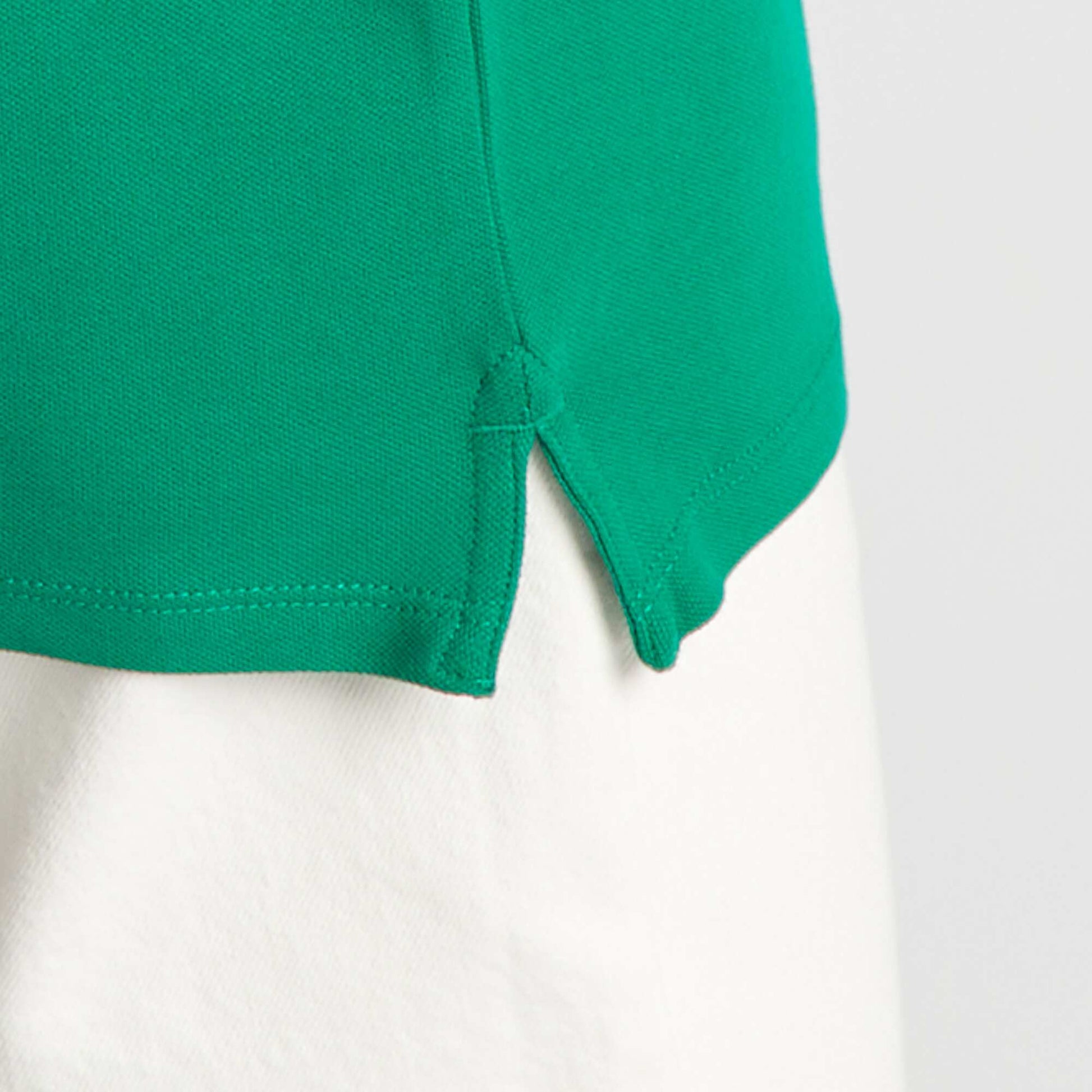 Polo color block en piqu de coton Vert