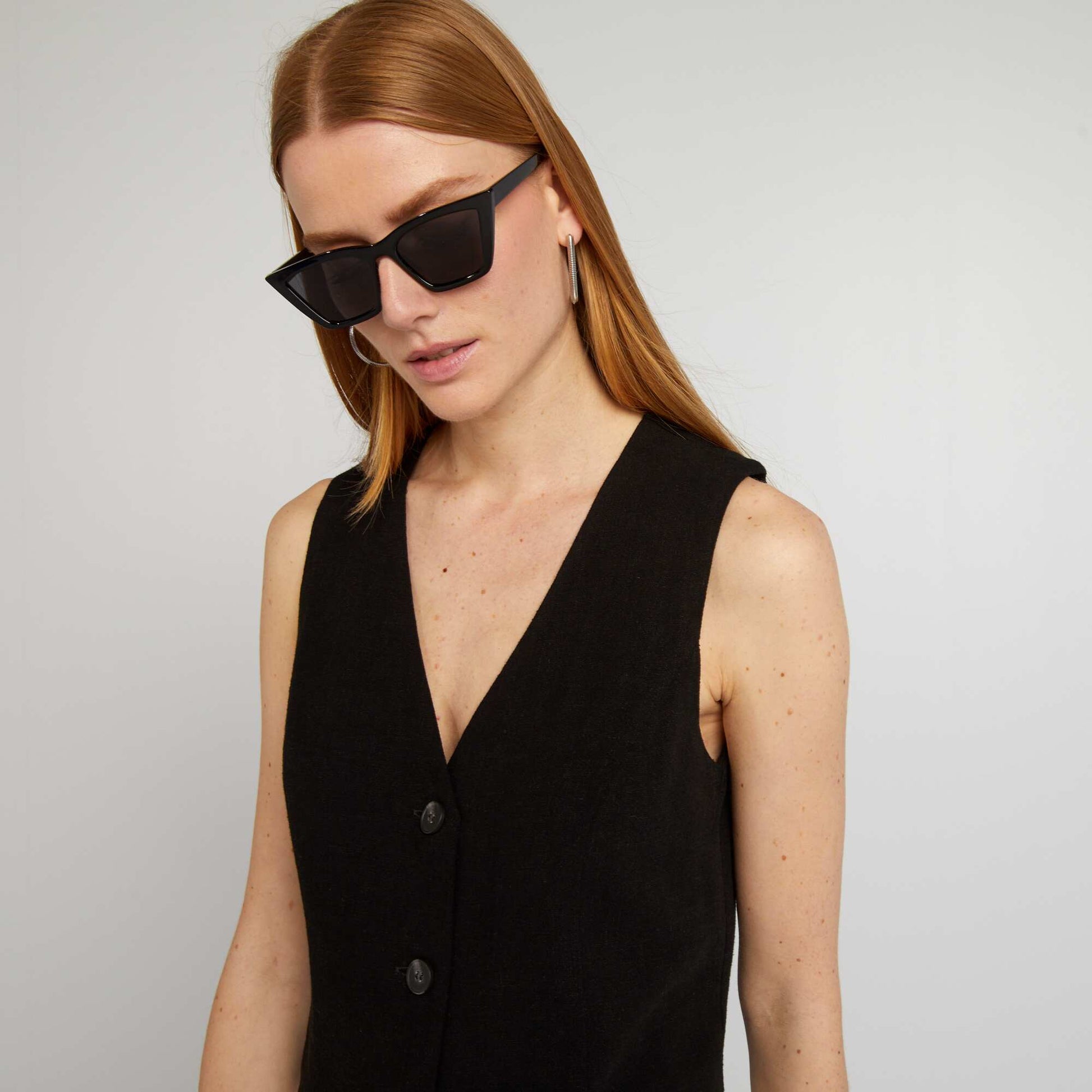 Gilet gar on de caf en lin m lang noir