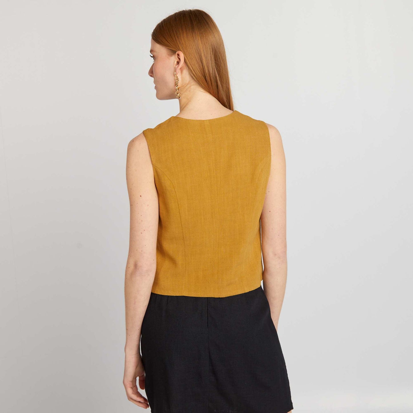 Gilet garçon de café en lin mélangé Cumin