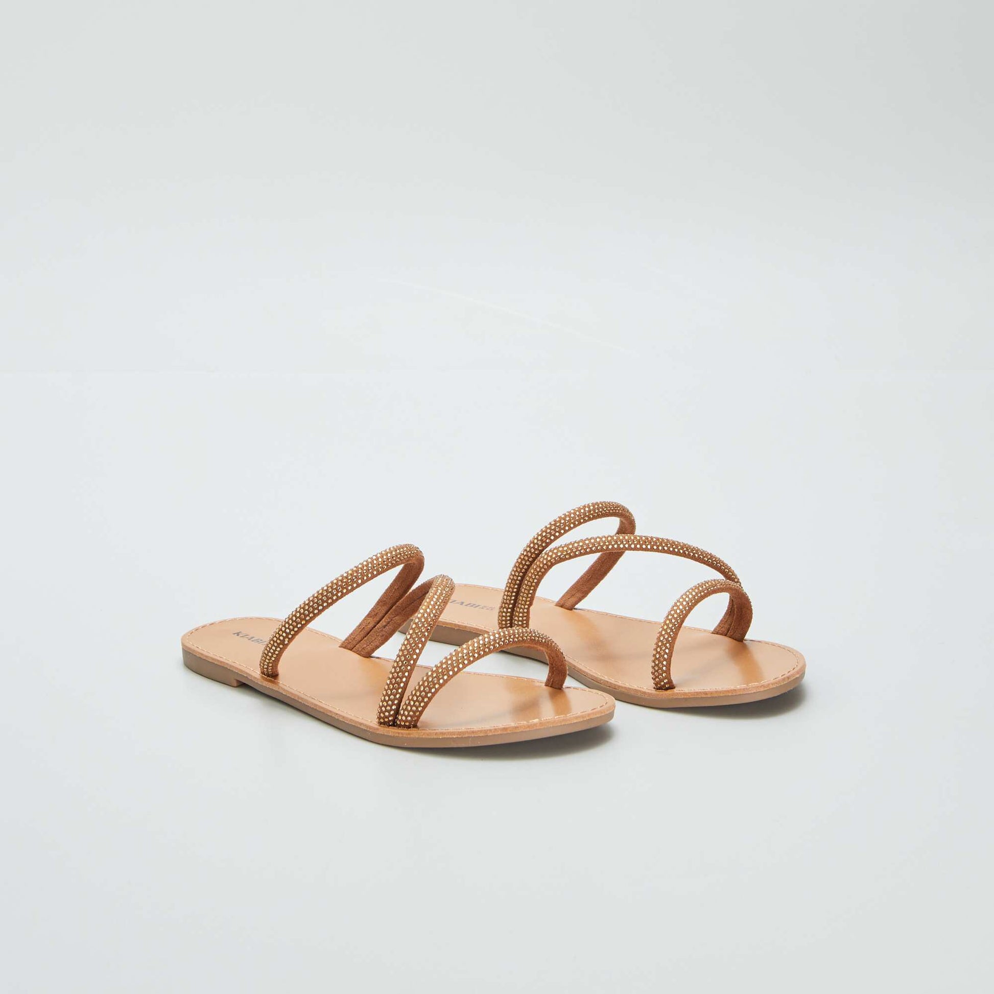 Mules avec brides strass Marron