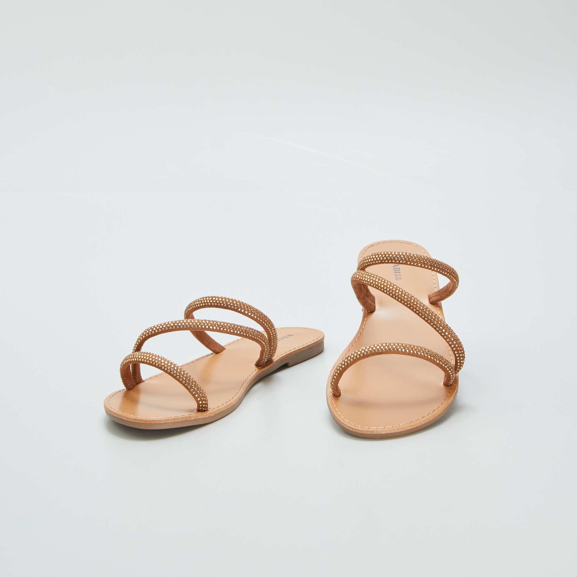 Mules avec brides strass Marron