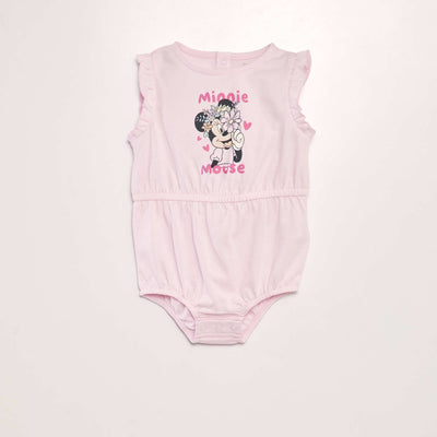 Barboteuse en jersey 'Disney' avec manches volant es 'Minnie' Rose 'Minnie'