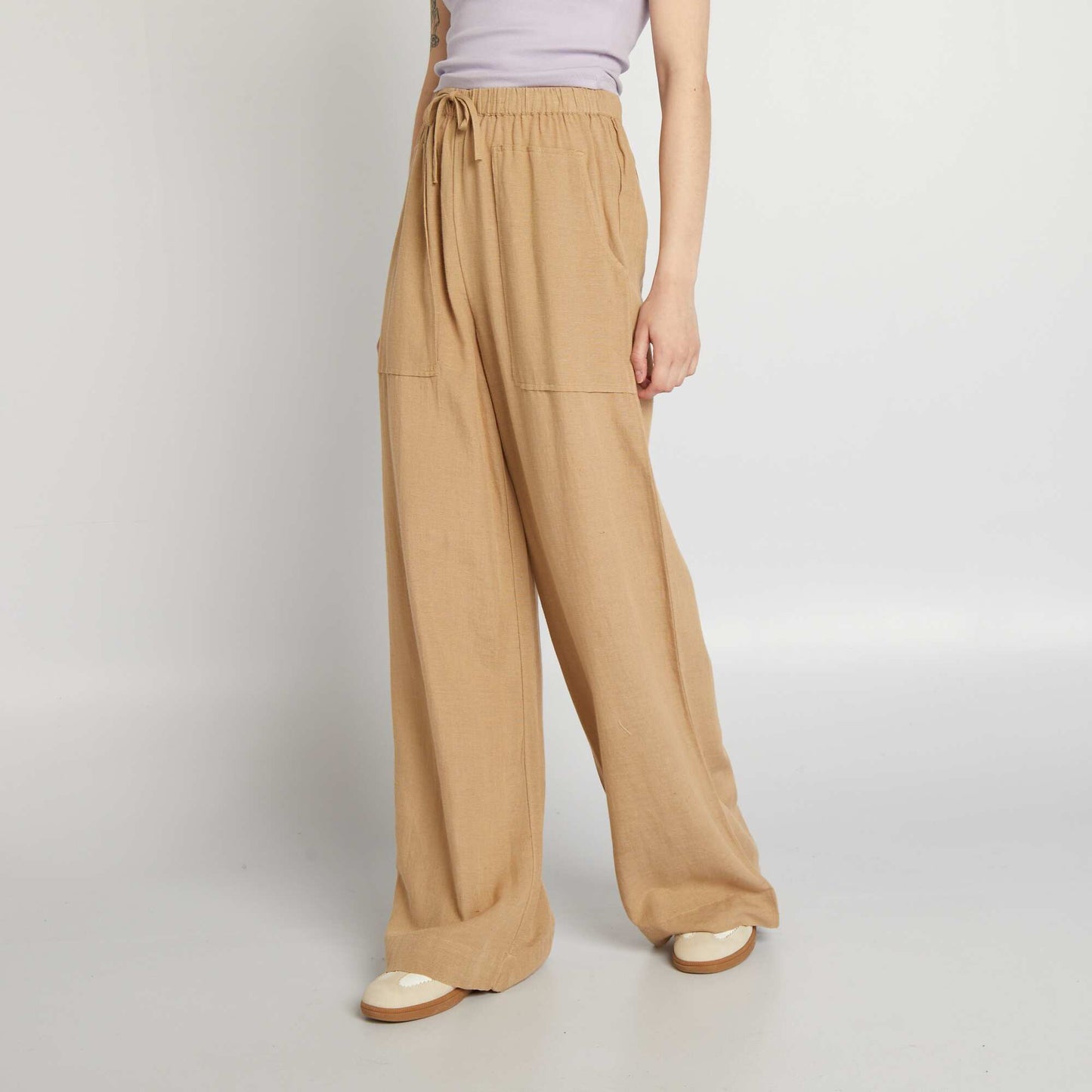 Pantalon en lin large Beige