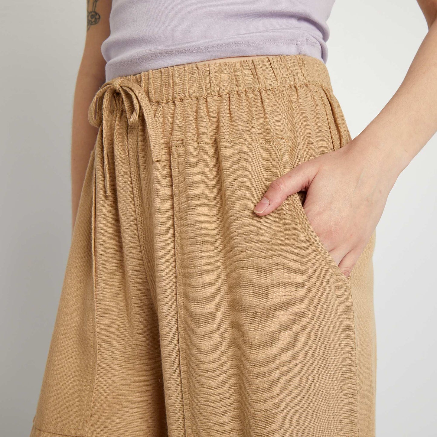 Pantalon en lin large Beige