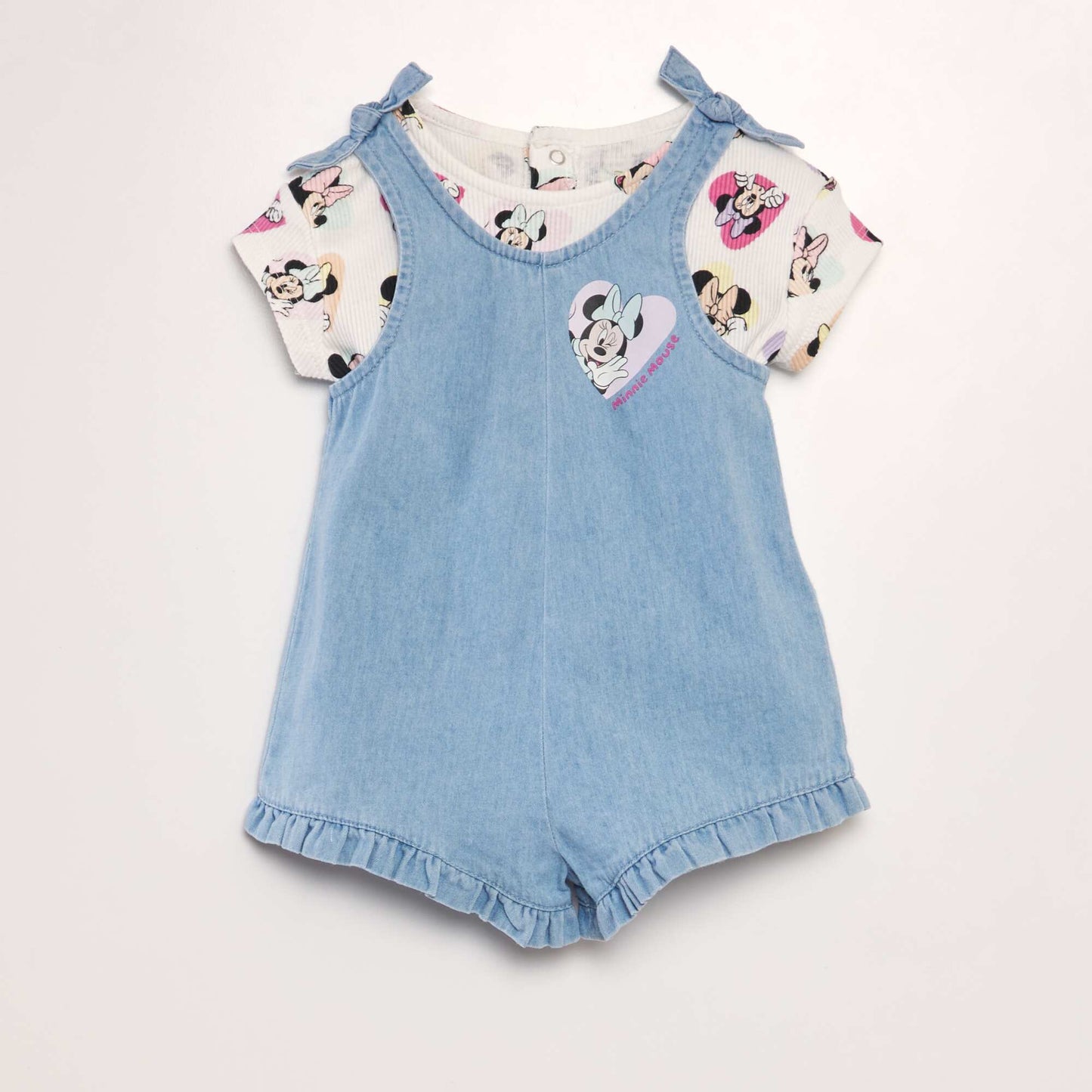 Combishort denim + T-shirt imprim  'Minnie' - 2 pi ces Minnie