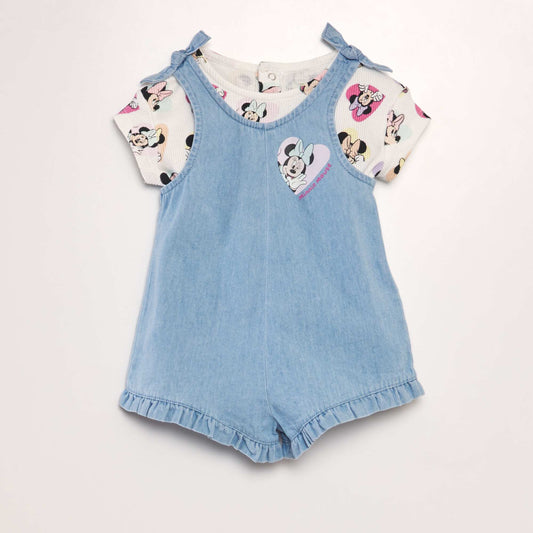 Combishort denim + T-shirt imprim  'Minnie' - 2 pi ces Minnie