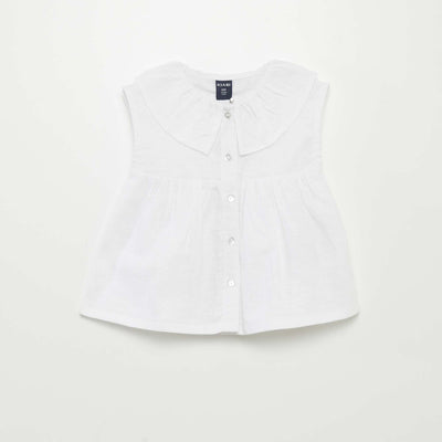 Blouse col claudine en lin blanc