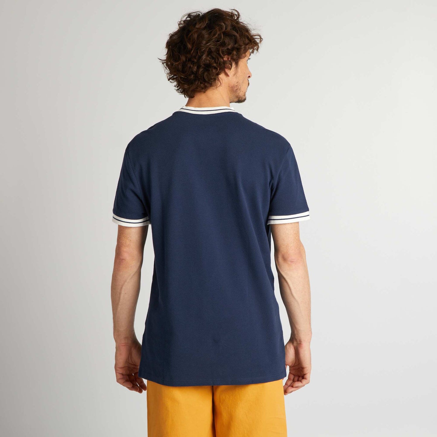 T-shirt textur    liser s contrastants Bleu nuit