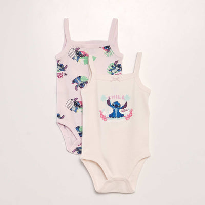 Lot de 2 bodies sans manches 'Disney' 'Stitch' Rose/beige
