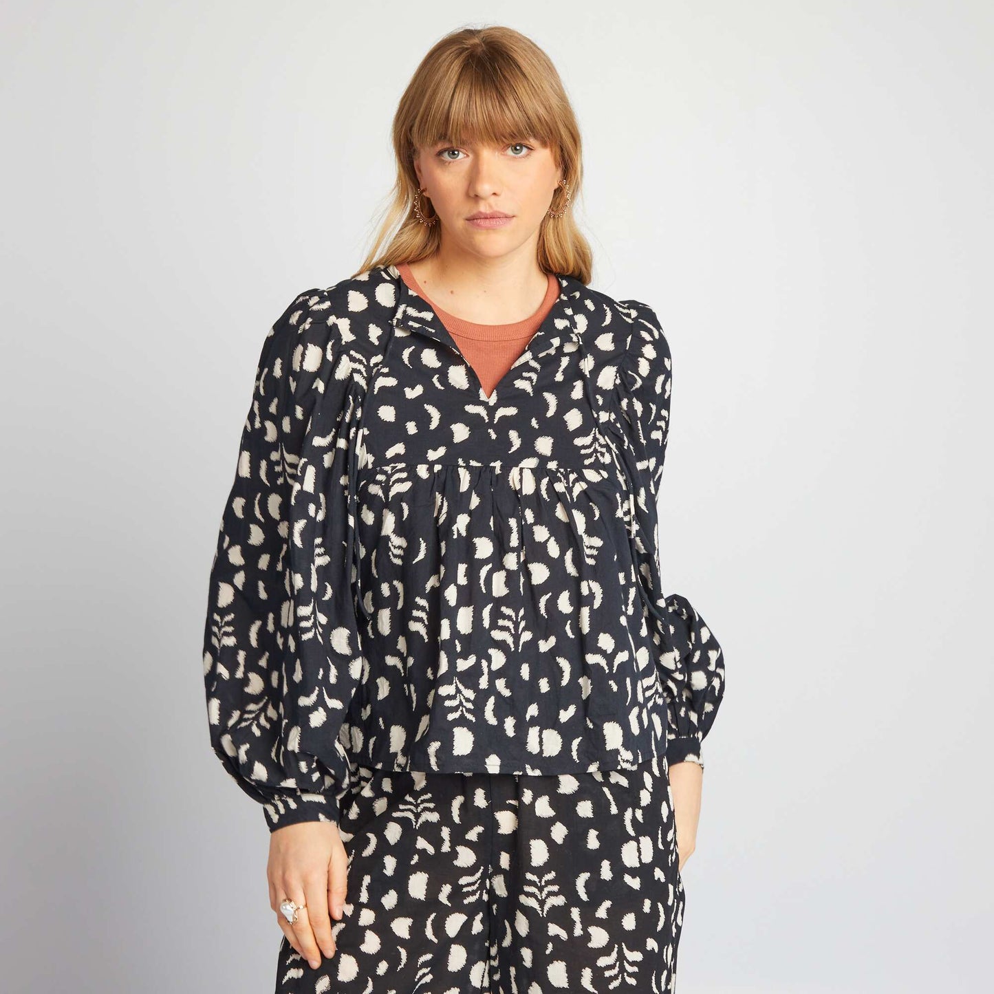 Blouse en voile de coton Noir