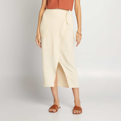 Jupe portefeuille en lin m lang Beige