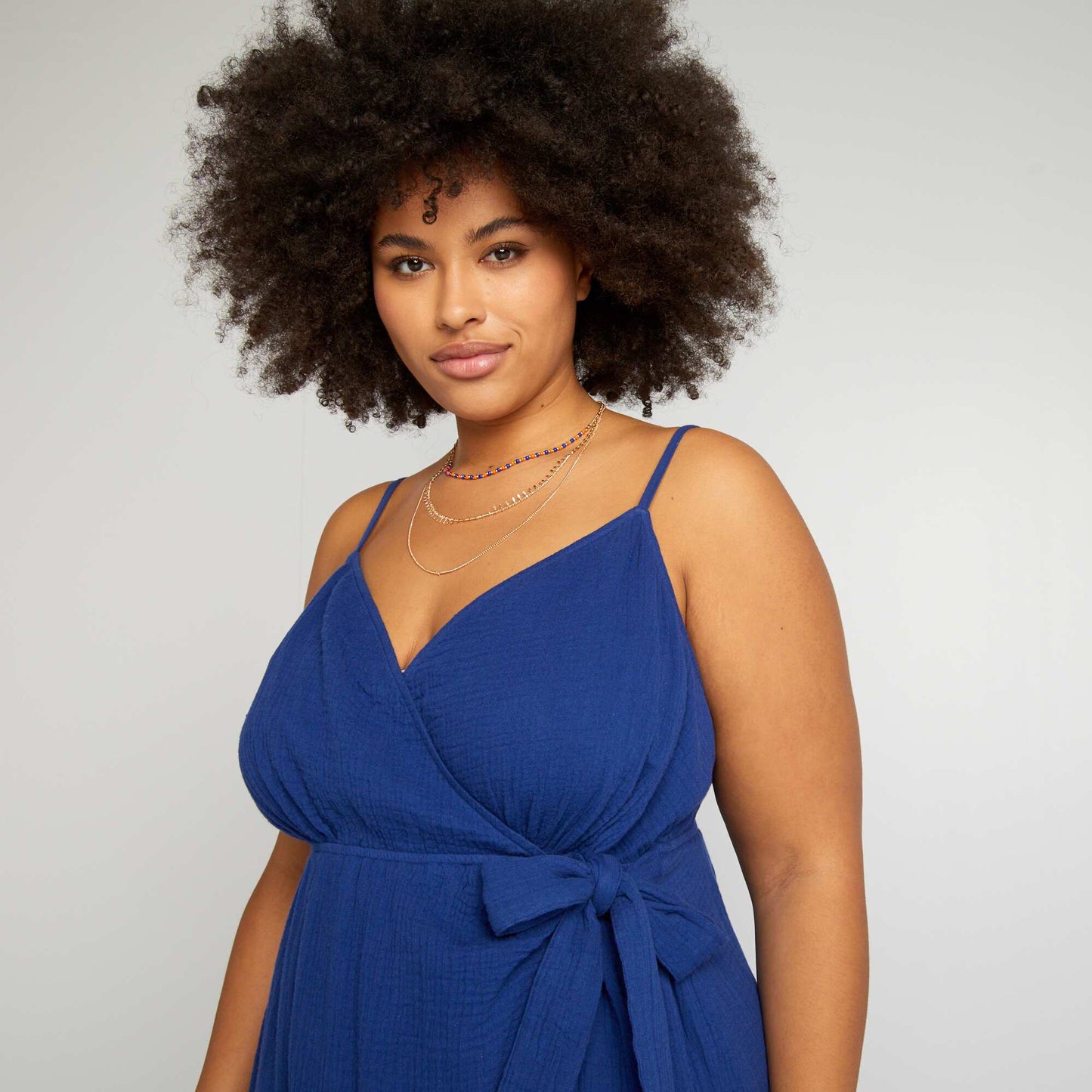 Robe longue en gaze de coton Bleu