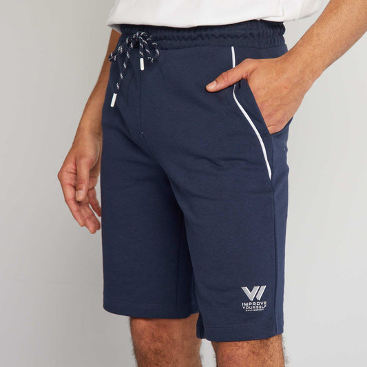 Short en molleton à taille élastiquée Bleu marine