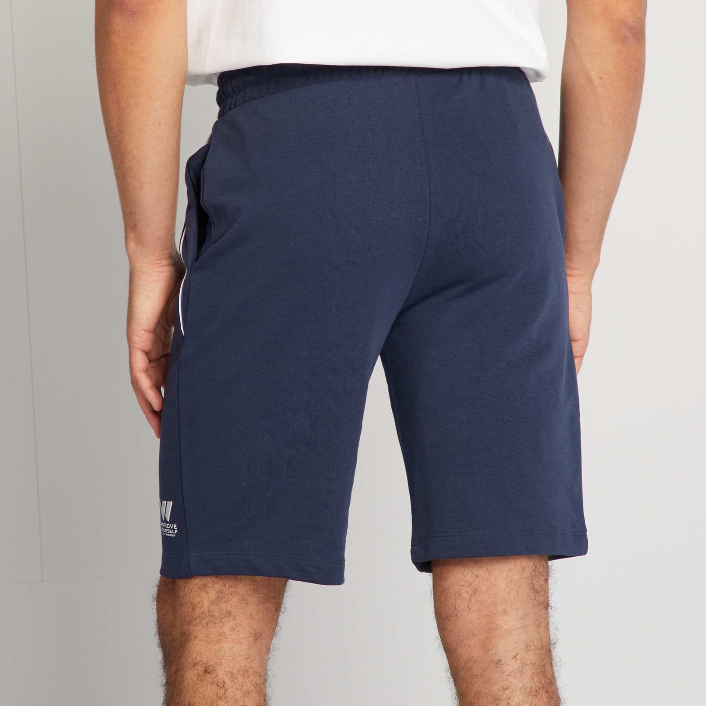 Short en molleton   taille  lastiqu e Bleu marine