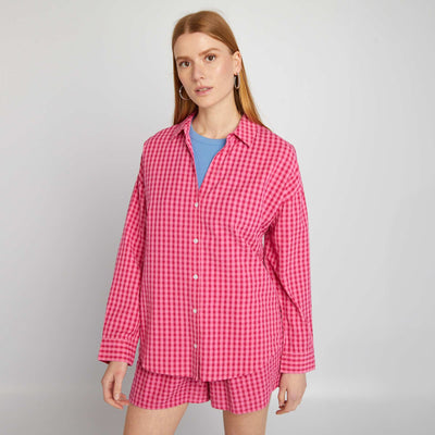Chemise carreaux vichy Rose