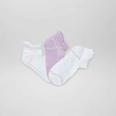 Lot de 3 chaussettes invisibles sport Violet/blanc