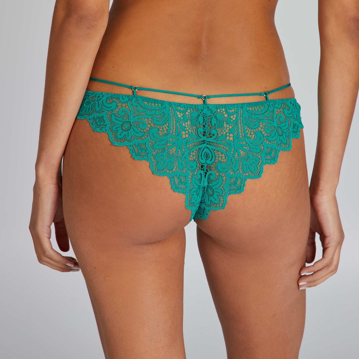 Tanga dentelle bleu canard