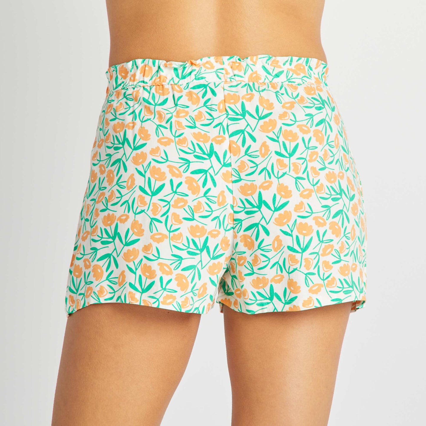 Short de pyjama fluide Blanc/vert/jaune