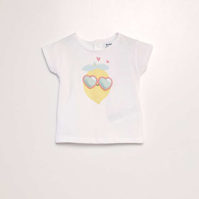 T-shirt imprim 'Citron' + animation en relief Blanc citron