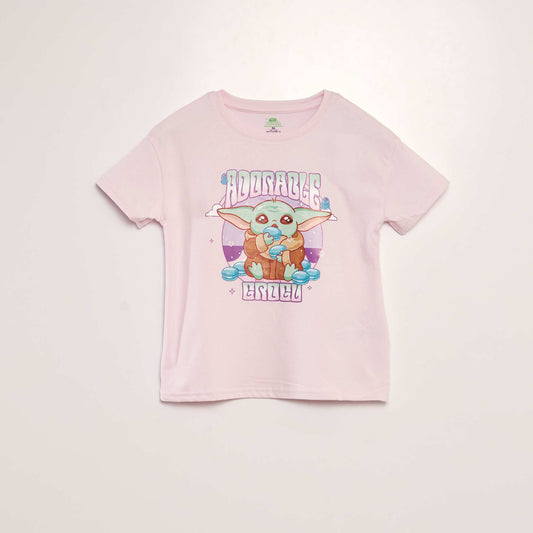 Tee-shirt 'Disney' 'Grogu' col rond Rose