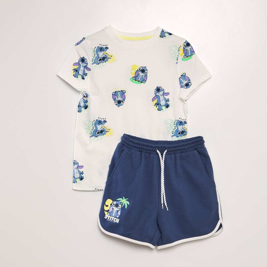 Ensemble t-shirt + short 'Stitch' - 2 pi ces Bleu