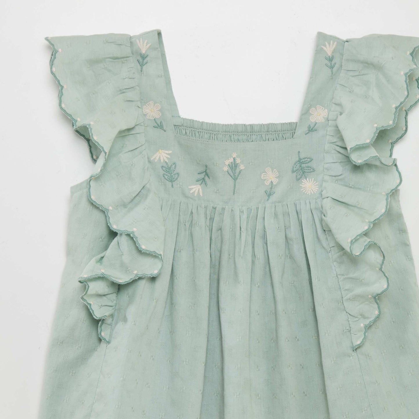 Blouse volants avec broderies Vert