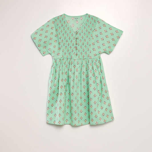 Robe imprim e en coton et lin Vert