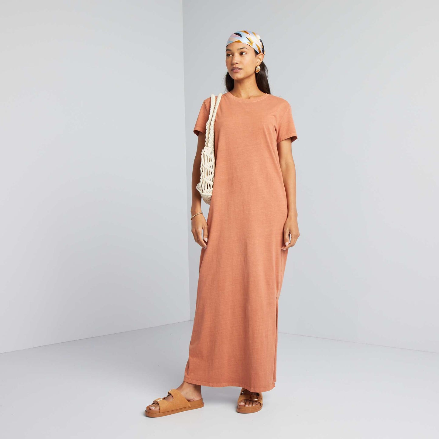 Robe T-shirt maxi Marron