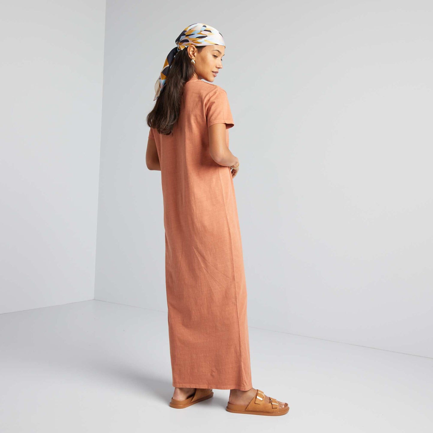 Robe T-shirt maxi Marron