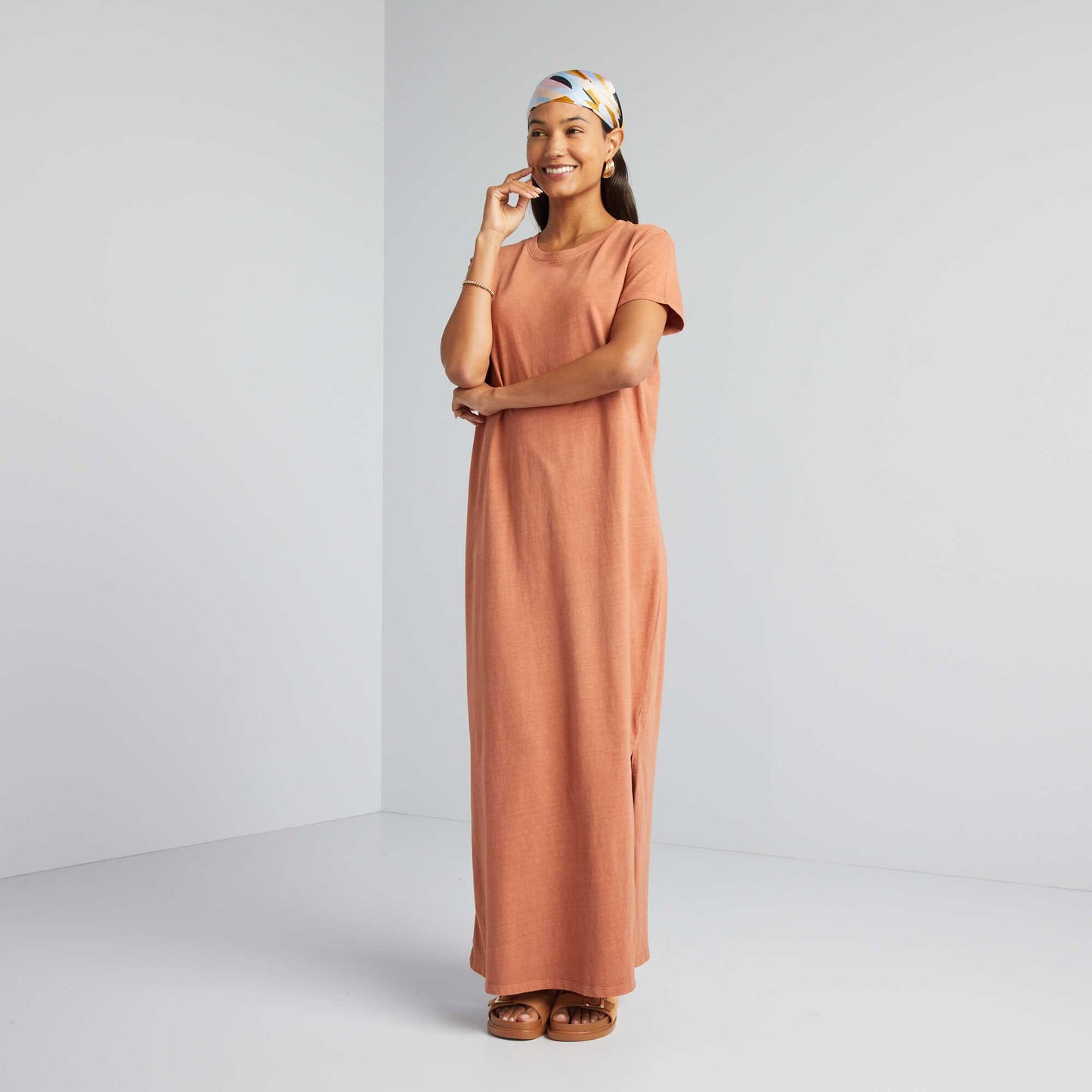 Robe T-shirt maxi Marron