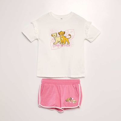 Pyjama 'Le Roi Lion' en jersey - 2 pi ces Blanc/rose