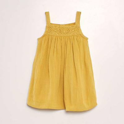 Robe vas e avec broderie Jaune