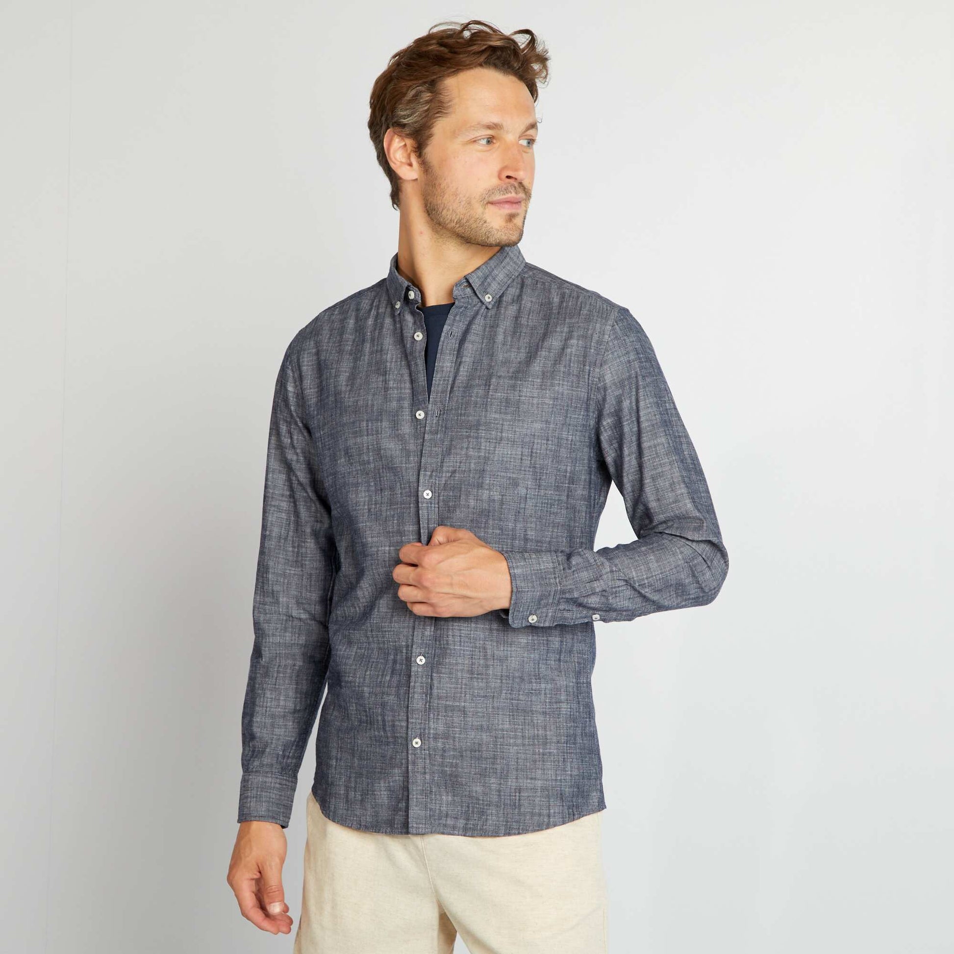 Chemise en chambray Bleu