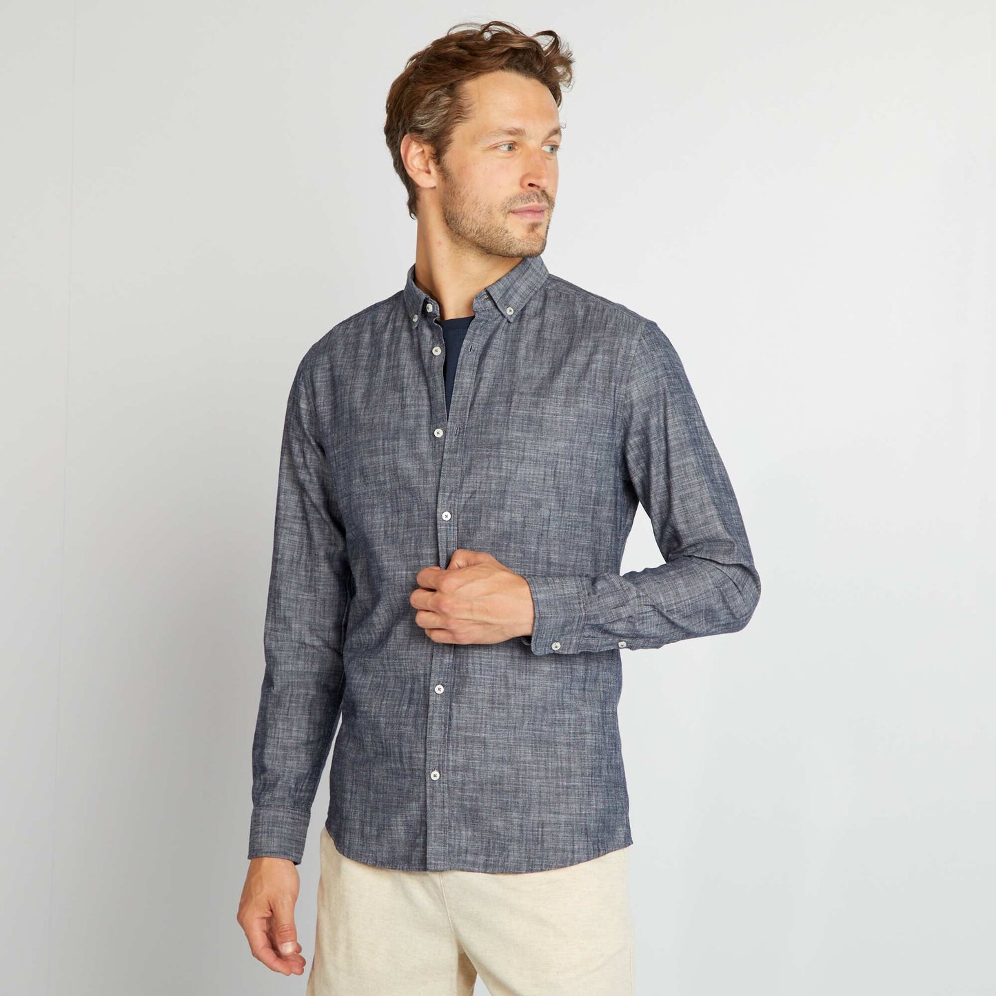 Chemise en chambray Bleu