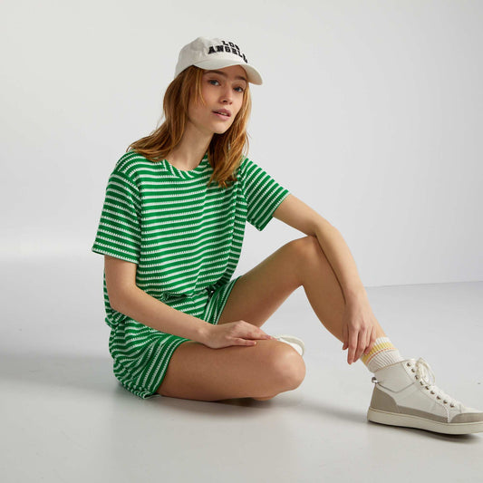 T-shirt ray en crochet Vert