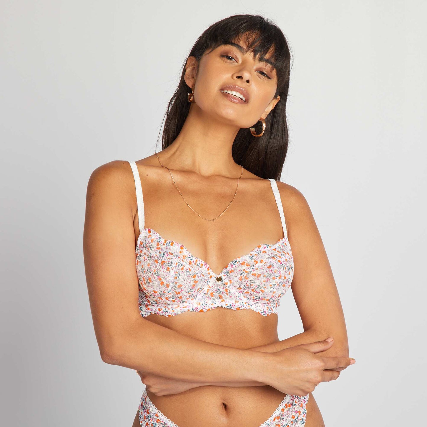 Soutien-gorge corbeille imprim  fleuri Rose fleuri